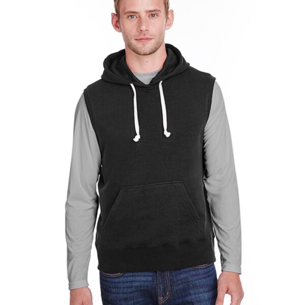 J America Adult Triblend Fleece Sleeveless Hooded Sweatshirt Thumbnail